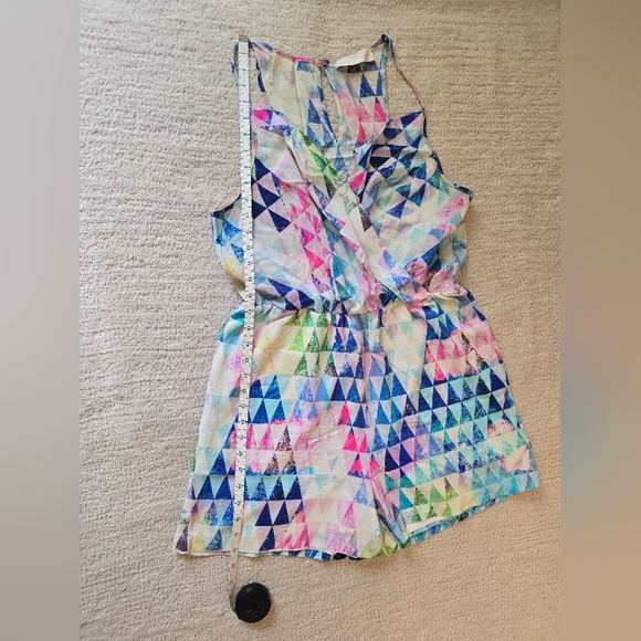 Amanda Uprichard for REVOLVE Geometric Pattern 100% Silk Romper - Size Large - Picture 12 of 16
